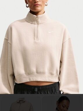 Nike Women's Cropped Half-Zip Pullover - Light Beige